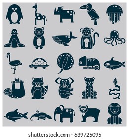 Set of simple animals icons