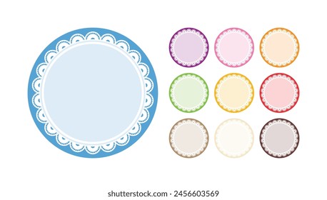Set Of Simple Antique Circular Shape Decorated With Lace Border Design

