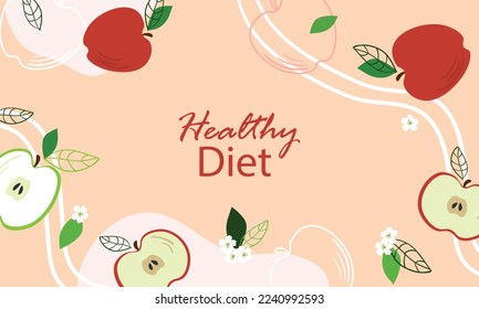Set of simple apples Cards with variation of apples. Vector flat illustration