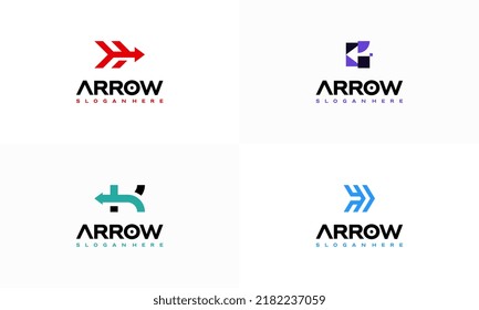 Set of Simple Arrow logo designs concept vector, Line Fast Logistic logo template