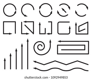 Set of Simple Arrow Vector Icons. Black Direction Symbol or Communication Sign Isolated on White Background