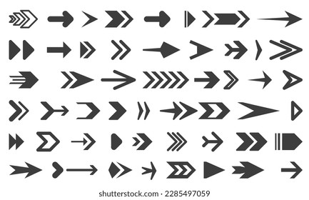 Set simple arrows isolated on white background.	