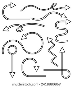 Set of simple arrows on white background