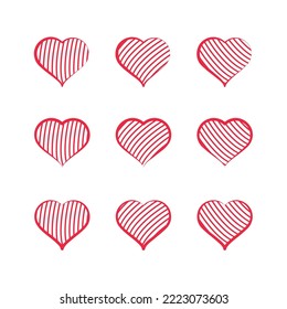 set of simple artistic love vector icon for decorative