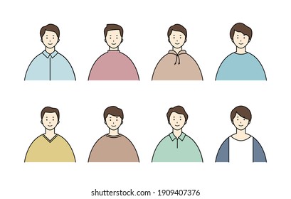 Un conjunto de simples íconos de avatar de varios hombres.