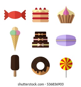 Set of  simple bakery flat  icons on white background vector illustration