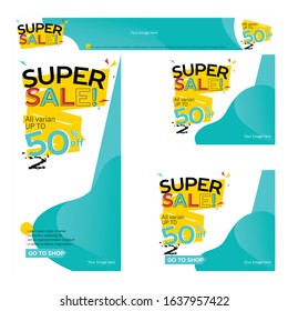 Set of simple banner concept with aqua style. Easy to edit and add more points. Banner ads for multipurpose  template. Sale and promotion announcement.