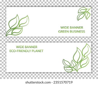 Set of simple banners with free space, layout, mockup, mocap, template for sale and advertising with place for text, copy space. Design elements symbol of green planet, ecology, eco friendly