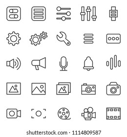set of simple basic ui-ux icons, with thin line style, use for web, application, software design,modern, user frendly, perfect pixel, startup, ecommerce web, contact person, editable stroke 