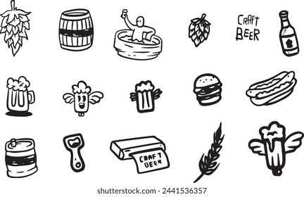 set of simple beer illustrations