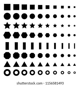 Set of simple big to small geometric shapes. Vector illustration for your graphic design.