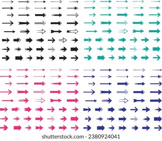 Set of simple black arrows. Vector design elements, different shapes..eps
