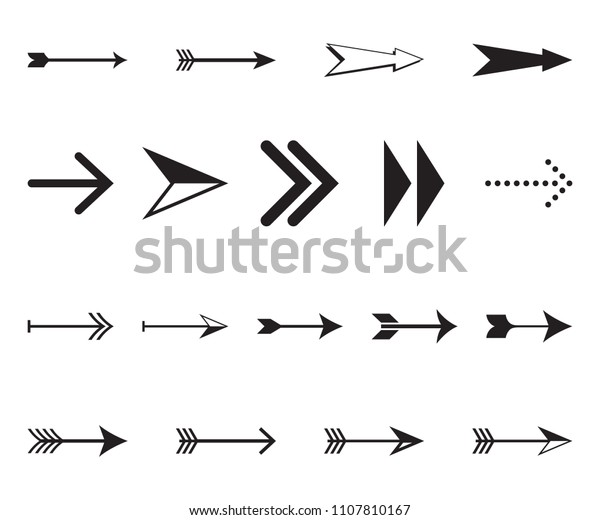 Set of simple black arrows in vector format.\
Decorative signs and\
symbols.
