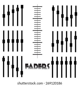 A set of simple black audio fader icons