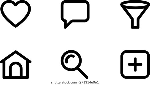 Conjunto de iconos negros simples sobre fondo blanco