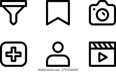Conjunto de iconos negros simples para varias funciones