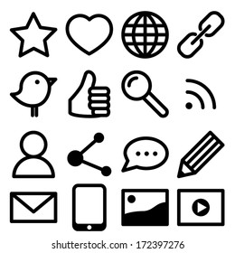 Set of simple black social media icons