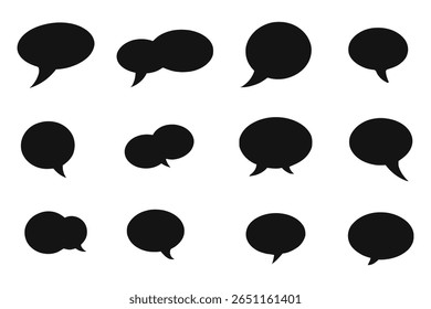 Set of Simple Black Speech Bubbles