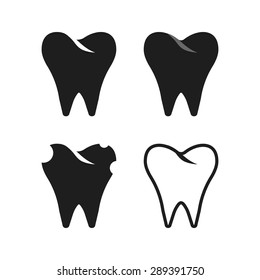 set of simple black tooth. concept of anatomy, healthcare, protection, clinical, tooth doctor, dental surgery. isolated on white background. flat style trend modern logotype design vector illustration