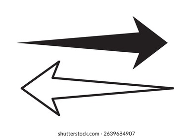 Set of simple black and white arrow icons