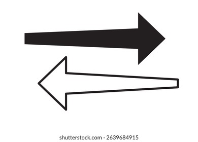 Set of simple black and white arrow icons