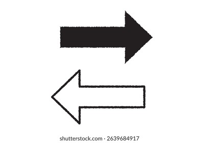 A set of simple black and white arrow icons with a rough hand-drawn touch