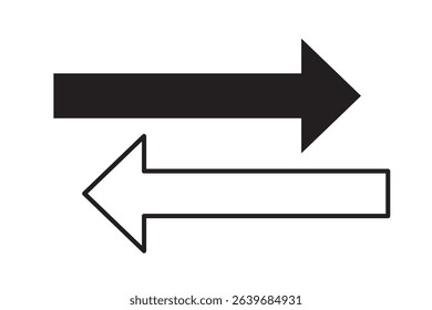 Set of simple black and white arrow icons