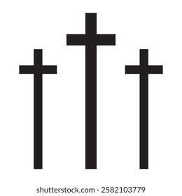 Set of Simple Black and White Christian Crosses