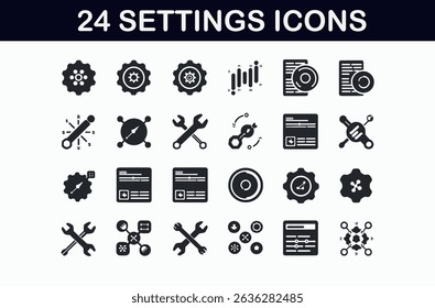 Set of Simple Black and White Technology Icons for Website or App
