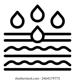 Set von einfachen schwarzen und weißen Wassertropfen-Icons in Linie Art Illustration. Mit Wellen. Tröpfchen. Und Wellen. Perfekt für Vektorgrafik-Symbole und grafische Natur-Designs. Betonung auf Reinheit. Sauberkeit