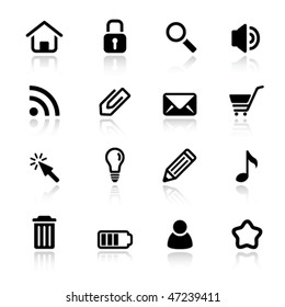 Set of simple black and white web icons