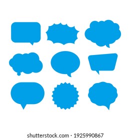 set of simple blank callout design, blue flat callout on white background 