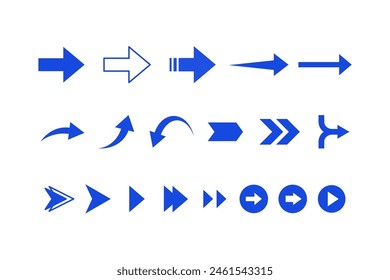 Conjunto de Ilustraciones vectoriales simples de flecha azul