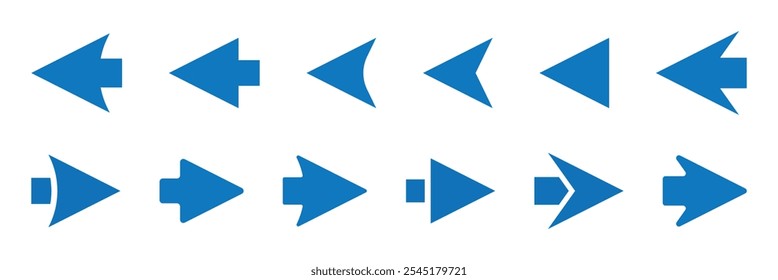 Set of simple blue arrow vector illustrations. Blue arrow.