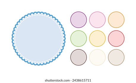 Set Of Simple Bold and Bright Scalloped Blank Circle Sticker Label Design Elements