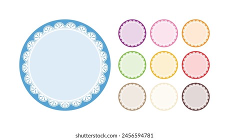 Set Of Simple Bold Decorative Round Shape With Scalloped Lace Edge Design
