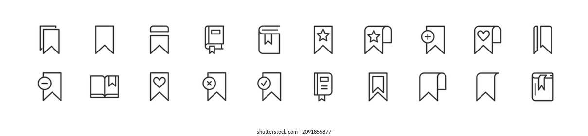 Conjunto de iconos simples de la línea de marcadores. Objeto de trazo de contorno. Envase de signos lineales. Perfecto para aplicaciones web y móviles.