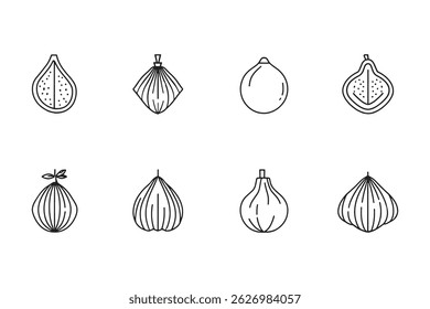 Set of Simple Breadfruit Line Icon