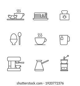 Set of Simple breakfast icon in trendy line style isolated on white background for web apps and mobile concept. Vector Illustration. EPS10