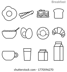 A Set of simple Breakfast icons .