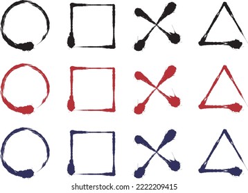 Set of simple bristle brush stroke frames