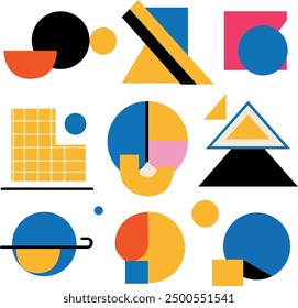 Eine Reihe einfacher brutalistischer Formen.  geometrische Formen, Vektorgrafik