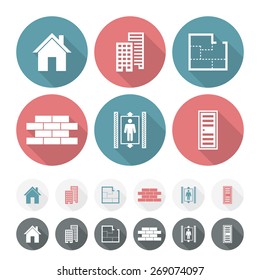 Set of simple building Flat Icons.
