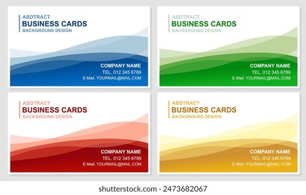 Set simple business card layout. Abstract wave pattern, blue red green yellow creative modern business card. Clean and bright design.