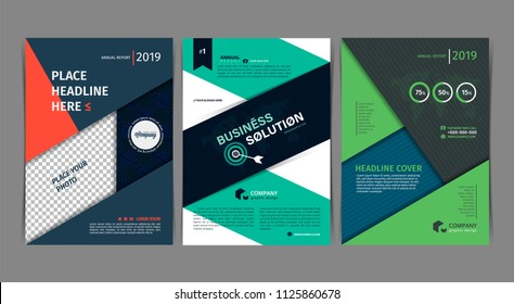 Set of Simple Business flyer Brochure flat design template. A4 cover publication. Vector illustration.