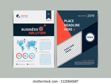 Set of Simple Business flyer Brochure flat design template. A4 cover publication. Vector illustration.