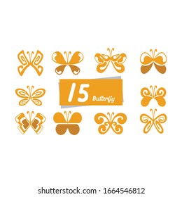 Set of Simple Butterfly Vector Design in Yellow
