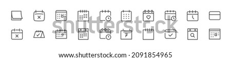 Set of simple calendar line icons. Outline stroke object. Linear signs pack. Perfect for web apps and mobile.