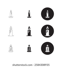 Set of Simple Candle Icons in Various Styles. flat, outline and minimalist vector icons on a white background.
