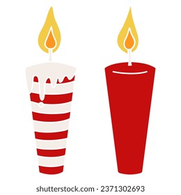 Set of simple candles, decoration material, vector